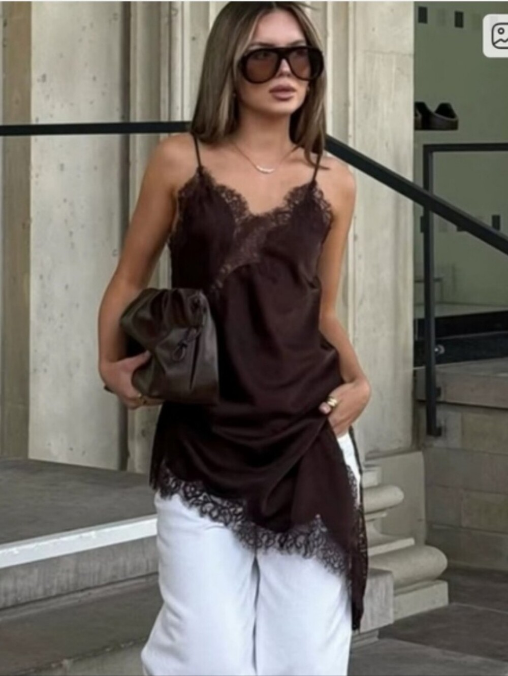 ZARA ASYMMETRIC LACE DRESS Brown Chocolate Size S